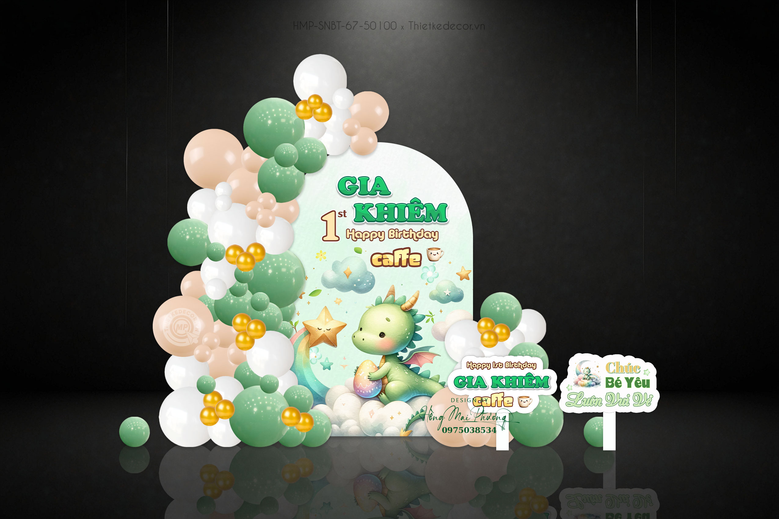 Sinh nhật - thôi nôi bé trai tuổi rồng tone xanh lá